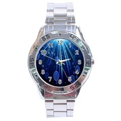 Blue Rays Light Stars Space Stainless Steel Analogue Watch