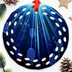 Blue Rays Light Stars Space Ornament (Round Filigree) Front