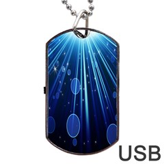 Blue Rays Light Stars Space Dog Tag Usb Flash (two Sides) by Mariart