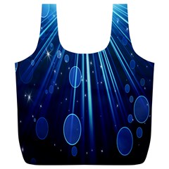 Blue Rays Light Stars Space Full Print Recycle Bags (L) 