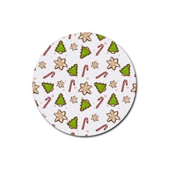 Ginger Cookies Christmas Pattern Rubber Coaster (round)  by Valentinaart