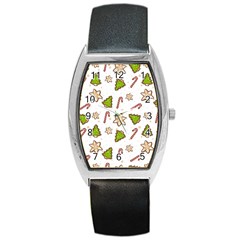 Ginger Cookies Christmas Pattern Barrel Style Metal Watch by Valentinaart