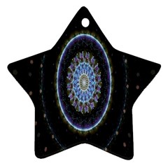 Colorful Hypnotic Circular Rings Space Ornament (star) by Mariart