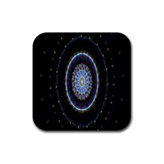 Colorful Hypnotic Circular Rings Space Rubber Coaster (square)  by Mariart