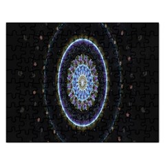 Colorful Hypnotic Circular Rings Space Rectangular Jigsaw Puzzl by Mariart