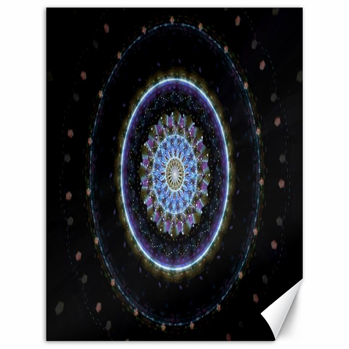 Colorful Hypnotic Circular Rings Space Canvas 12  x 16  