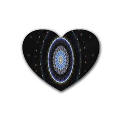 Colorful Hypnotic Circular Rings Space Rubber Coaster (heart)  by Mariart