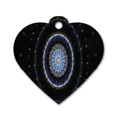 Colorful Hypnotic Circular Rings Space Dog Tag Heart (two Sides) by Mariart