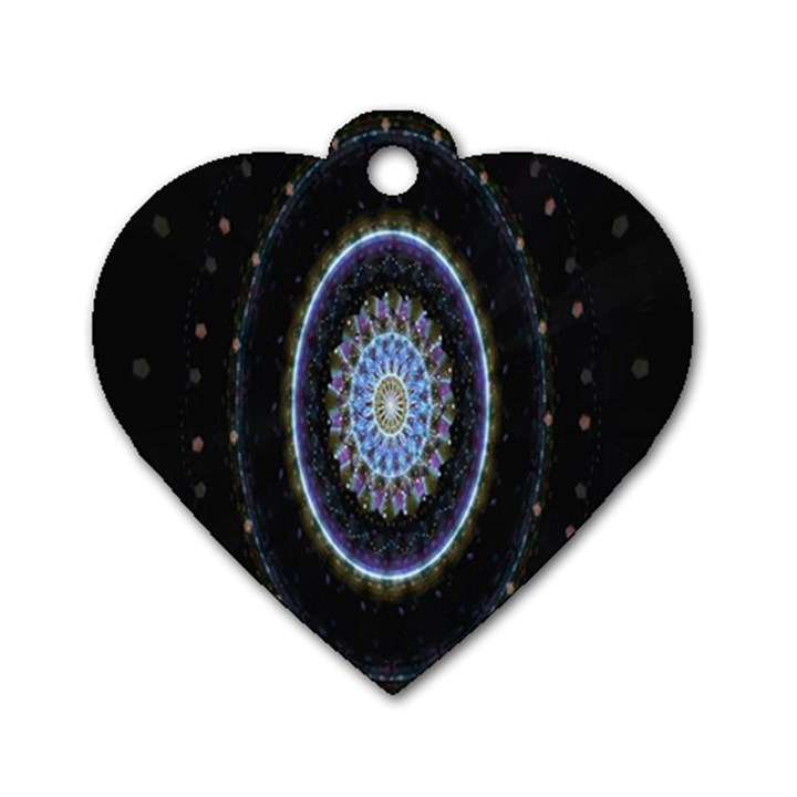 Colorful Hypnotic Circular Rings Space Dog Tag Heart (Two Sides)