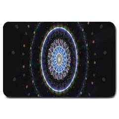 Colorful Hypnotic Circular Rings Space Large Doormat  by Mariart