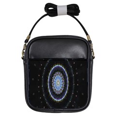 Colorful Hypnotic Circular Rings Space Girls Sling Bags by Mariart