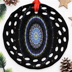 Colorful Hypnotic Circular Rings Space Ornament (round Filigree) by Mariart