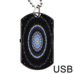 Colorful Hypnotic Circular Rings Space Dog Tag Usb Flash (one Side) by Mariart