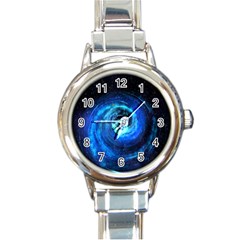 Blue Black Hole Galaxy Round Italian Charm Watch by Mariart