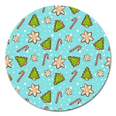 Ginger Cookies Christmas Pattern Magnet 5  (round) by Valentinaart