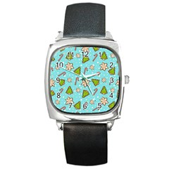 Ginger Cookies Christmas Pattern Square Metal Watch by Valentinaart