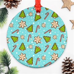 Ginger Cookies Christmas Pattern Round Ornament (two Sides) by Valentinaart