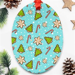 Ginger Cookies Christmas Pattern Oval Ornament (two Sides) by Valentinaart