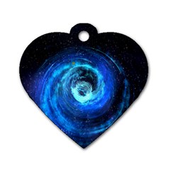 Blue Black Hole Galaxy Dog Tag Heart (two Sides)