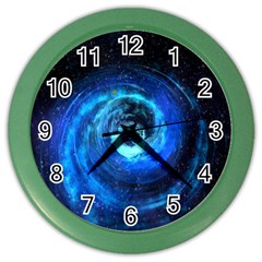 Blue Black Hole Galaxy Color Wall Clocks by Mariart