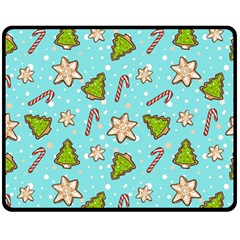 Ginger Cookies Christmas Pattern Double Sided Fleece Blanket (medium)  by Valentinaart