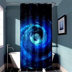 Blue Black Hole Galaxy Shower Curtain 36  X 72  (stall)  by Mariart