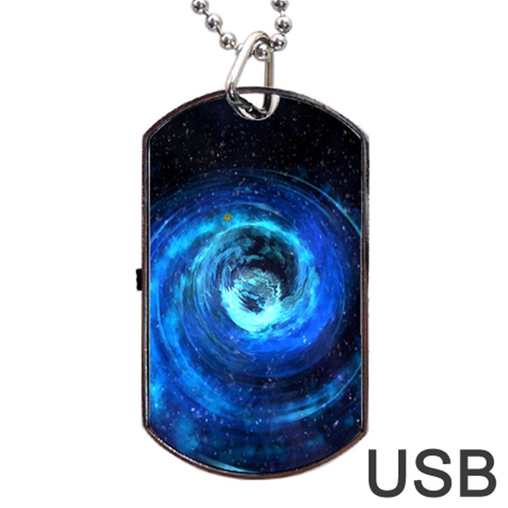 Blue Black Hole Galaxy Dog Tag USB Flash (Two Sides)