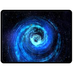 Blue Black Hole Galaxy Double Sided Fleece Blanket (large)  by Mariart