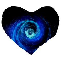 Blue Black Hole Galaxy Large 19  Premium Flano Heart Shape Cushions by Mariart