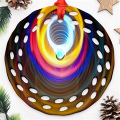 Colorful Glow Hole Space Rainbow Round Filigree Ornament (two Sides)