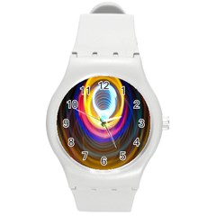 Colorful Glow Hole Space Rainbow Round Plastic Sport Watch (m) by Mariart