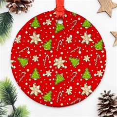 Ginger cookies Christmas pattern Ornament (Round)