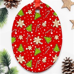 Ginger cookies Christmas pattern Ornament (Oval)