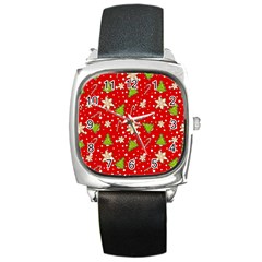 Ginger cookies Christmas pattern Square Metal Watch