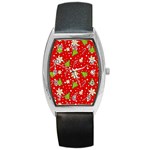 Ginger cookies Christmas pattern Barrel Style Metal Watch Front