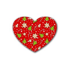 Ginger cookies Christmas pattern Rubber Coaster (Heart) 