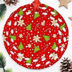 Ginger cookies Christmas pattern Round Filigree Ornament (Two Sides)