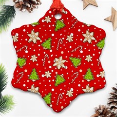 Ginger cookies Christmas pattern Snowflake Ornament (Two Sides)