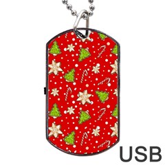 Ginger Cookies Christmas Pattern Dog Tag Usb Flash (two Sides) by Valentinaart