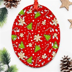 Ginger cookies Christmas pattern Oval Filigree Ornament (Two Sides)