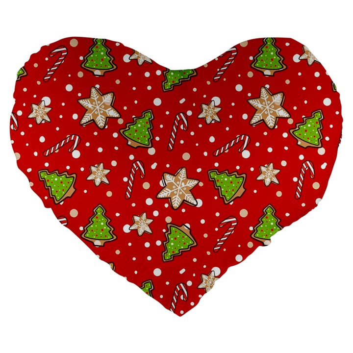 Ginger cookies Christmas pattern Large 19  Premium Heart Shape Cushions