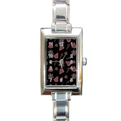 Ginger Cookies Christmas Pattern Rectangle Italian Charm Watch by Valentinaart