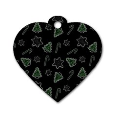 Ginger Cookies Christmas Pattern Dog Tag Heart (one Side) by Valentinaart