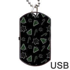 Ginger Cookies Christmas Pattern Dog Tag Usb Flash (one Side) by Valentinaart