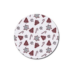 Ginger Cookies Christmas Pattern Rubber Coaster (round)  by Valentinaart