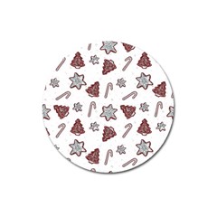 Ginger Cookies Christmas Pattern Magnet 3  (round) by Valentinaart