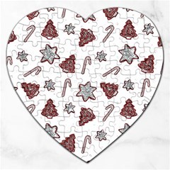 Ginger Cookies Christmas Pattern Jigsaw Puzzle (heart) by Valentinaart