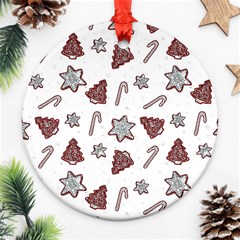 Ginger Cookies Christmas Pattern Round Ornament (two Sides) by Valentinaart