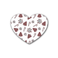 Ginger Cookies Christmas Pattern Rubber Coaster (heart)  by Valentinaart