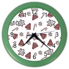 Ginger Cookies Christmas Pattern Color Wall Clocks by Valentinaart